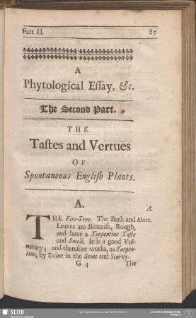 The Second Part. The Tastes and Vertues Of Spontaneous English Plants