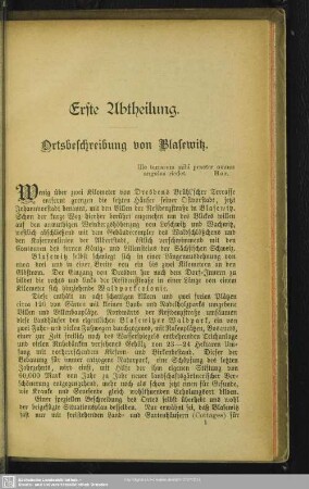 Erste Abtheilung. Ortsbeschreibung von Blasewitz