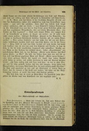 Correspondenzen über Schulverhältnisse und Schulzustände : aus Hannover
