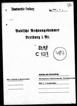 Waisenhäuser, Gehörlosen- und Blindenschulen; Allgemeines