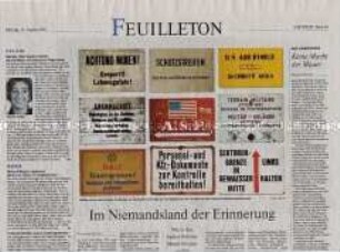 Fragment der Tageszeitung "Die Welt" mit Beiträgen über die beiden "Mauer-Museen" in Berlin