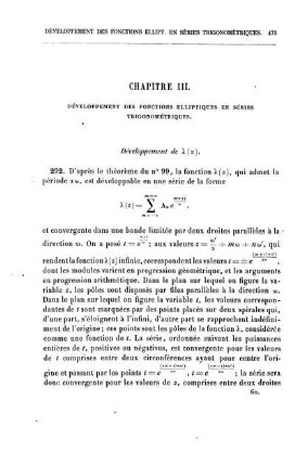 CHAPITRE III. - Développement des fonctions elliptiques en séries trigonométriques