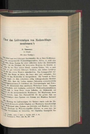 Über das Leitvermögen von Niederschlagsmembranen.