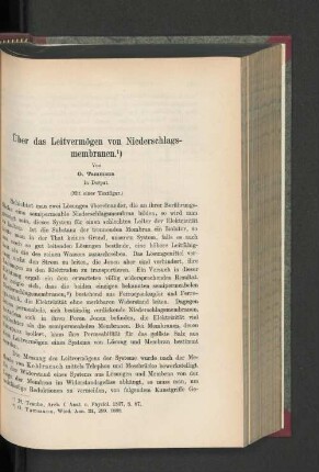 Über das Leitvermögen von Niederschlagsmembranen.