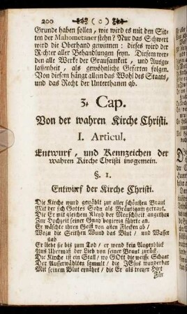 1. Articul. Entwurf, und Kennzeichen der wahren Kirche Christi insgemein.