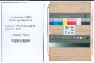 Entnazifizierung Alfred Hossfeld , geb. 29.12.1903 (Schornsteinfegermeister)
