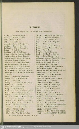 Erklärung der abgekürzten Schriftstellernamen