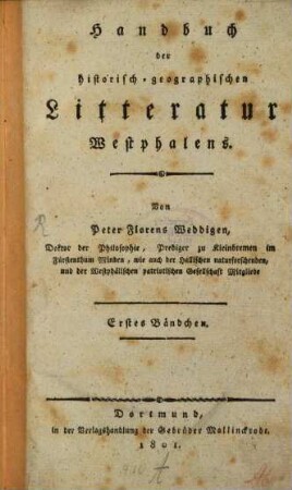 Handbuch der historisch-geographischen Literatur Westphalens