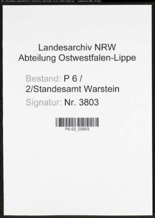 Heiratsregister Standesamt Warstein
