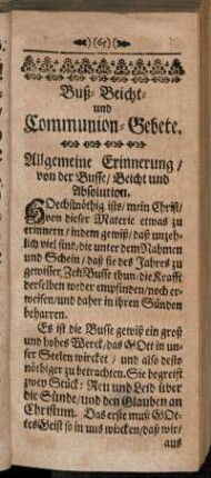 Buß- Beicht- und Communion-Gebete