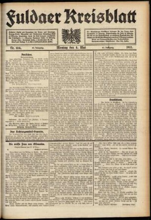 Ausgabe vom Montag, den 08. Mai 1911.
