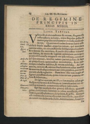 De Regimine Principis In Rebus Mediis. Liber Tertius.