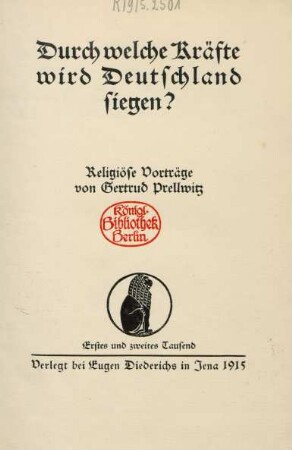 Durch welche Kräfte wird Deutschland siegen? : religiöse Vorträge