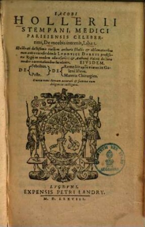 Iacobi Hollerii De morbis internis : libri 2
