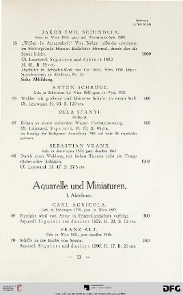 Aquarelle und Miniaturen (I. Abteilung) (Nr. 69-94)