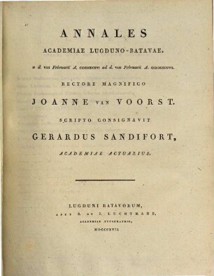 Annales Academiae Lugduno-Batavae. 1816/17, 1816/17