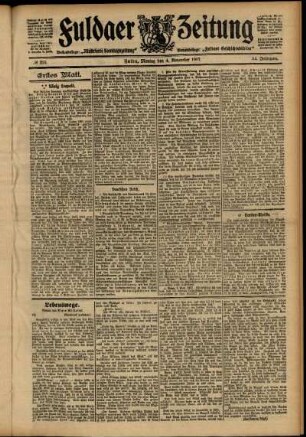 Erste Ausgabe vom Montag, den 04. November 1907.
