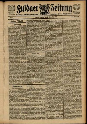 Erste Ausgabe vom Montag, den 04. November 1907.