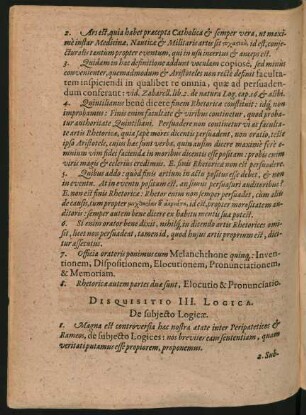 Disquisitio III. Logica. De subiecto Logicae.