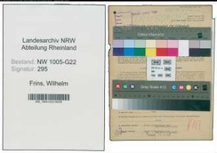 Entnazifizierung Wilhelm Frins , geb. 05.08.1911 (Metzger)