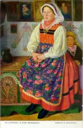 Polnische Bäuerin aus Dziedzice in Tracht