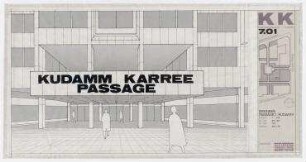 Umbau Geschäftshaus Kurfürstendamm-Karree (nicht realisiert) – Passage 1: Perspektivansicht Eingang. Berlin-Wilmersdorf, Kurfürstendamm 206-209, Uhlandstraße 29, 30-32, Lietzenburger Straße 80