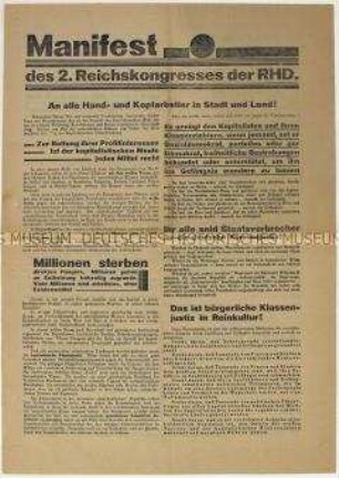 Sonderdruck der Roten Hilfe zu den Ergebnissen ihres 2. Reichskongresses