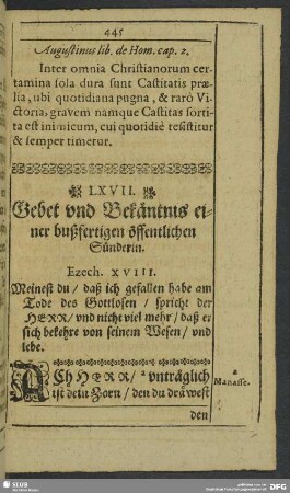 LXVII. Gebet und Bekäntnis einer öffentlichen Sünderin