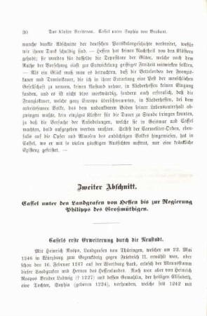 Zweiter Abschnitt. Cassel unter den Landgrafen von Hessen bis zur Regierung Philipps des Großmüthigen.
