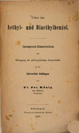 Über das Aethyl- und Diaethylbenzol