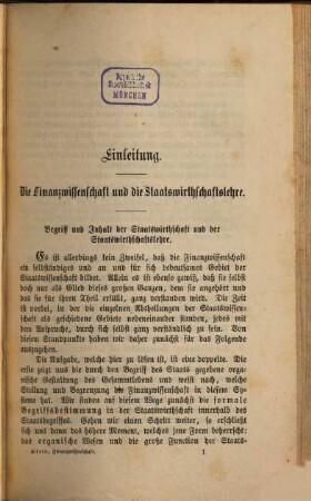 Lehrbuch der Finanzwissenschaft : als Grundlage für Vorlesungen und Selbststudium mit Vergleichung der Finanzsysteme und Finanzgesetze von England, Frankreich, Deutschland, Oesterreich und Rußland