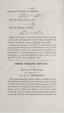 Concours d'agrégation (Année 1871).