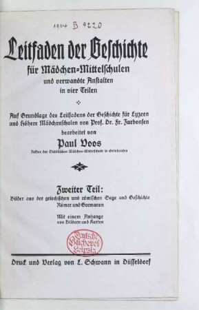 Teil 2: Bilder aus der griechischen und römischen Sage und Geschichte, Römer und Germanen
