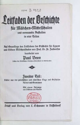 Teil 2: Bilder aus der griechischen und römischen Sage und Geschichte, Römer und Germanen