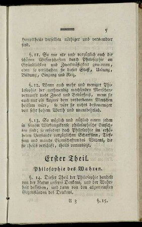 Erster Theil. Philosophie des Wahren.