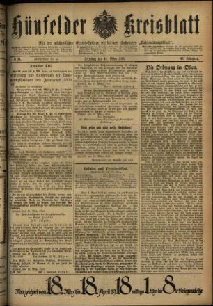 Ausgabe vom Dienstag, den 19. März 1918.