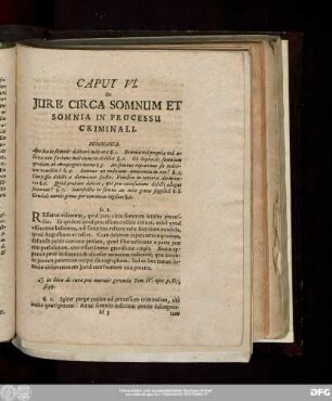 Caput VI. De Iure Circa Somnum Et Somnia In Processu Criminali.