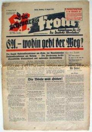 Wochenzeitung der NSDAP-Opposition "Die schwarze Front" zur künftigen Rolle der SA im "revolutionärten Nationalsozialismus"