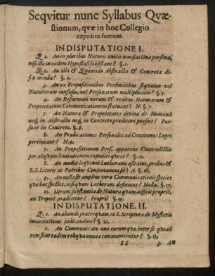 Sequitur nunc Syllabus Quaestionum, quae in hoc Collegio expeditae fuerunt.