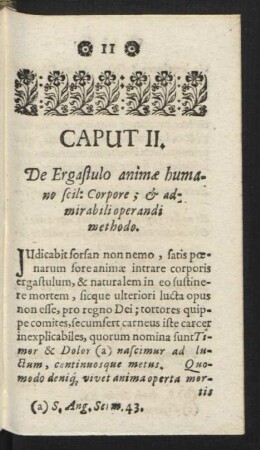 Caput II. De Ergastulo animae humano scil. Corpore ...