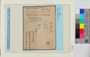 Privat-Feldpostbrief, Schiffsname/Landeinheit: Stützpunkt-Kompanie des B.S.W., Feldpostnr. 38411; Frankatur, Mi.-Nr.: [Keine]; Poststempel: Feldpost g 11.10.42; Nebenstempel: [Keine]
