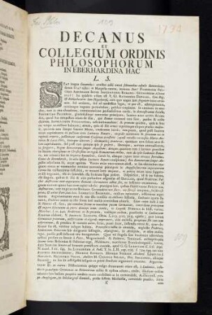 Decanus et Collegium ...