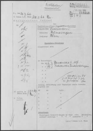 Kohlstetten-Kleinengstingen: Visitationsbericht mit Pfarrbericht 1965