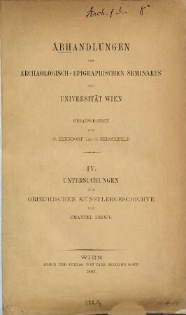 Untersuchungen zur griechischen Künstlergeschichte