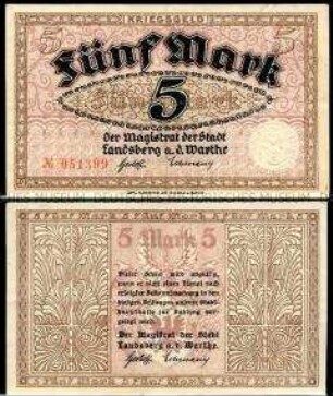 Landsberg a.d. Warthe, Notgeld, 5 Mark