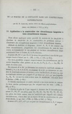 DE LA MESURE DE LA SIMPLICITÉ DANS LES CONSTRUCTIONS MATHÉMATIQUES.