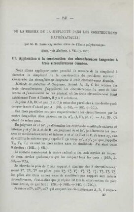 DE LA MESURE DE LA SIMPLICITÉ DANS LES CONSTRUCTIONS MATHÉMATIQUES.