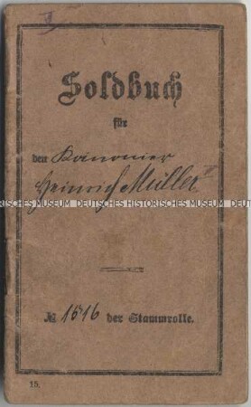 Soldbuch aus dem Ersten Weltkrieg für einen Kanonier