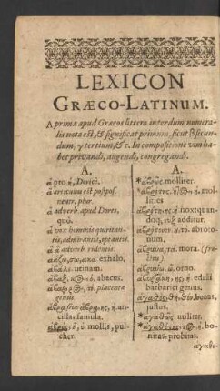 Lexicon Graeco-Latinum.