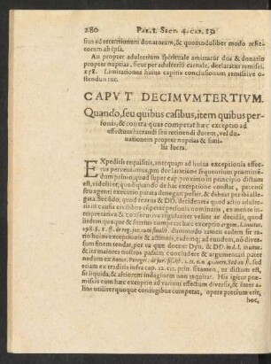 Caput Decimumtertium. Quando, seu quibus casibus, item quibus personis, & contra quas competat haec exceptio ...
